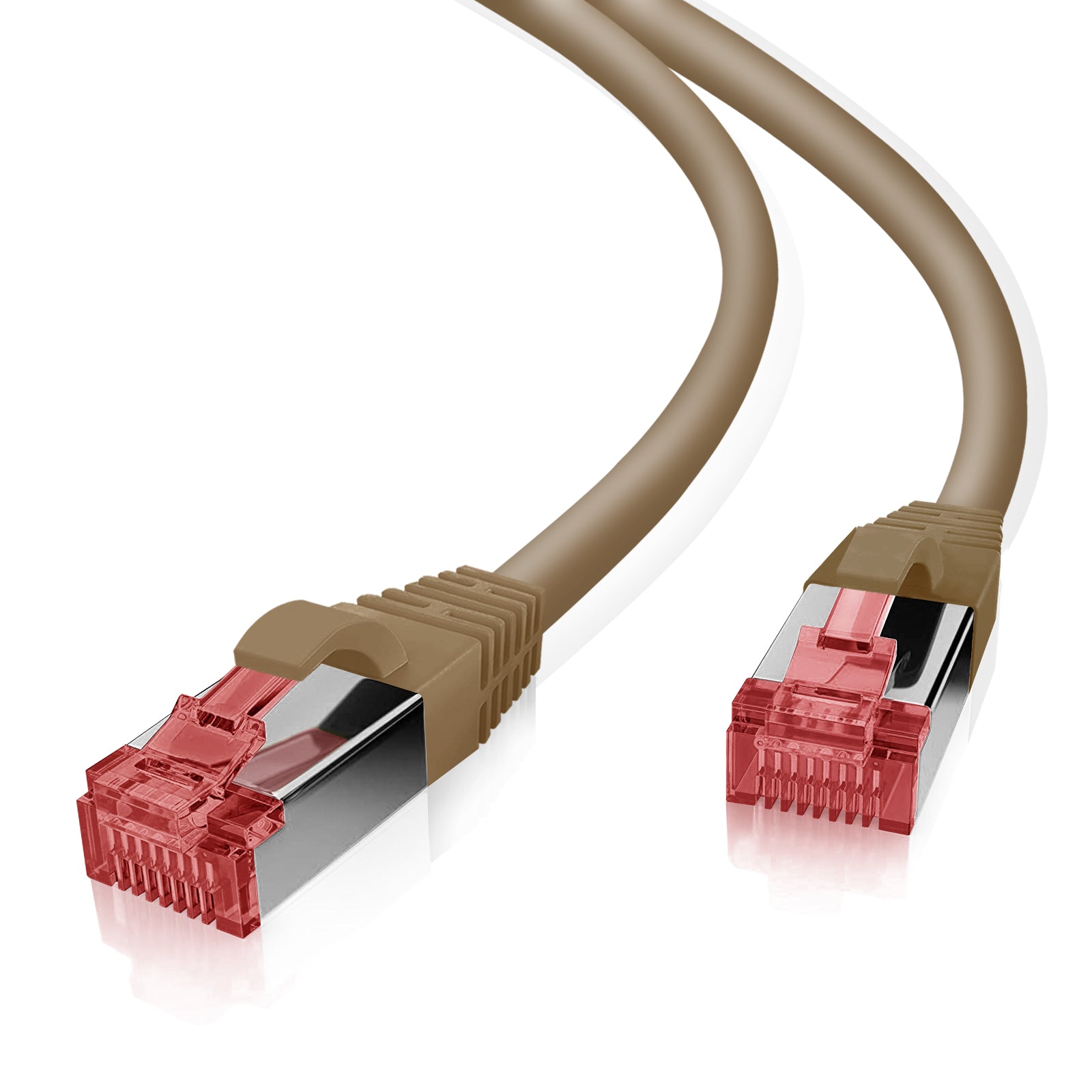 Helos patch cable S/FTP Cat 6 brown 10.0 m