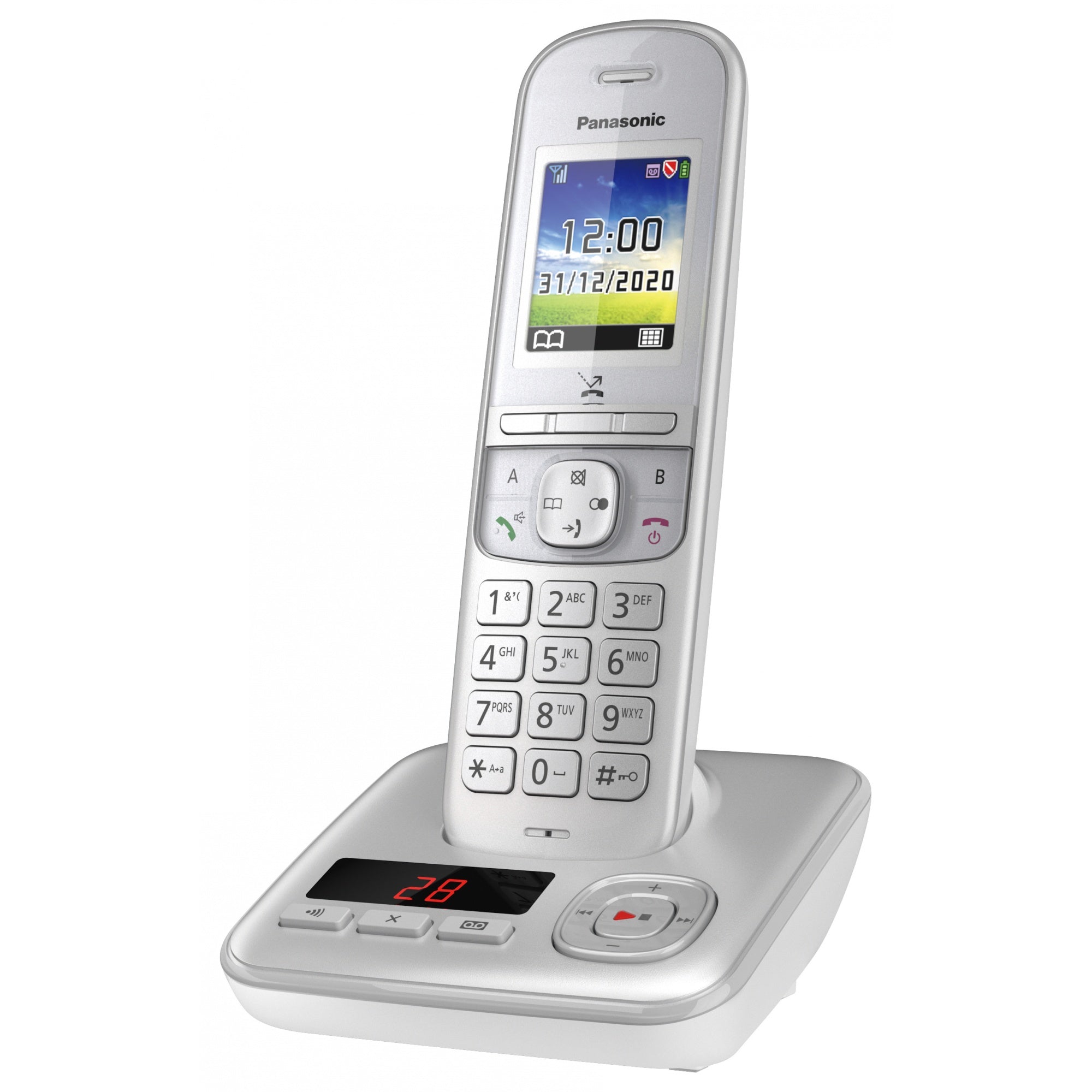 Panasonic cordless telephone with answering machine KX-TGH720GG - pearl silver