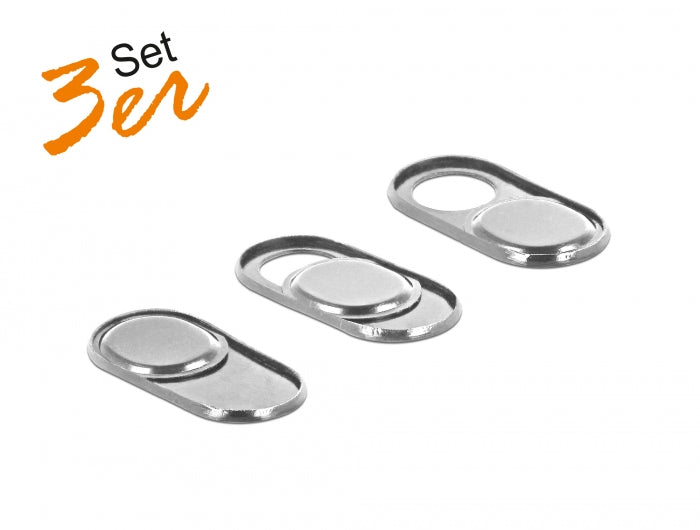 Delock Webcam Abdeckung für Notebook, Tablet und Smartphone 3er Pack silber