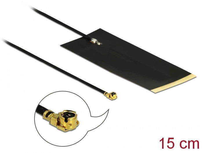 Delock Antenne LPWAN MHF® I Stecker -2,63 dBi 15 cm 1.13 FPC schwarz