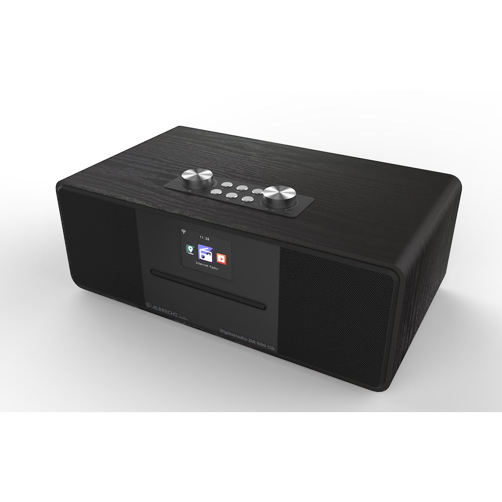 Albrecht DR 690 CD, DAB+/FM/Internet/CD, black wooden case, 2.8