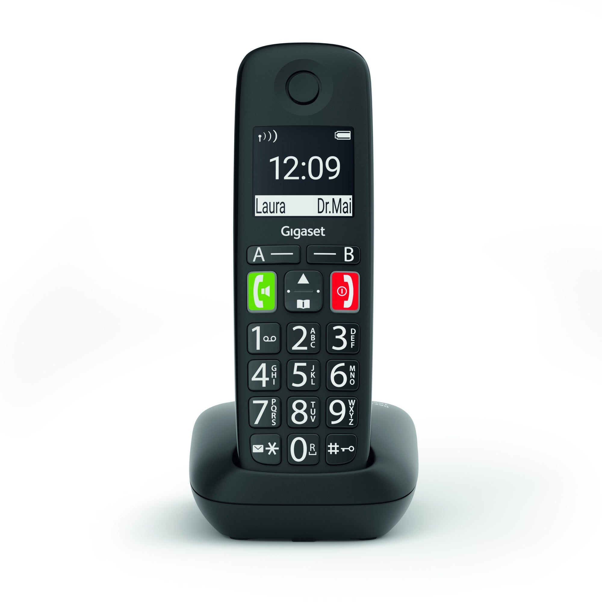 Gigaset E290 large button cordless phone - black