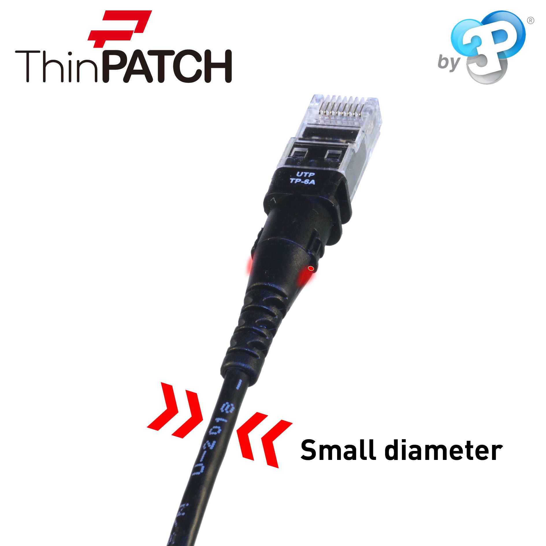 Patchsee patch cable ThinPatch UTP CAT 6a black 0.9m