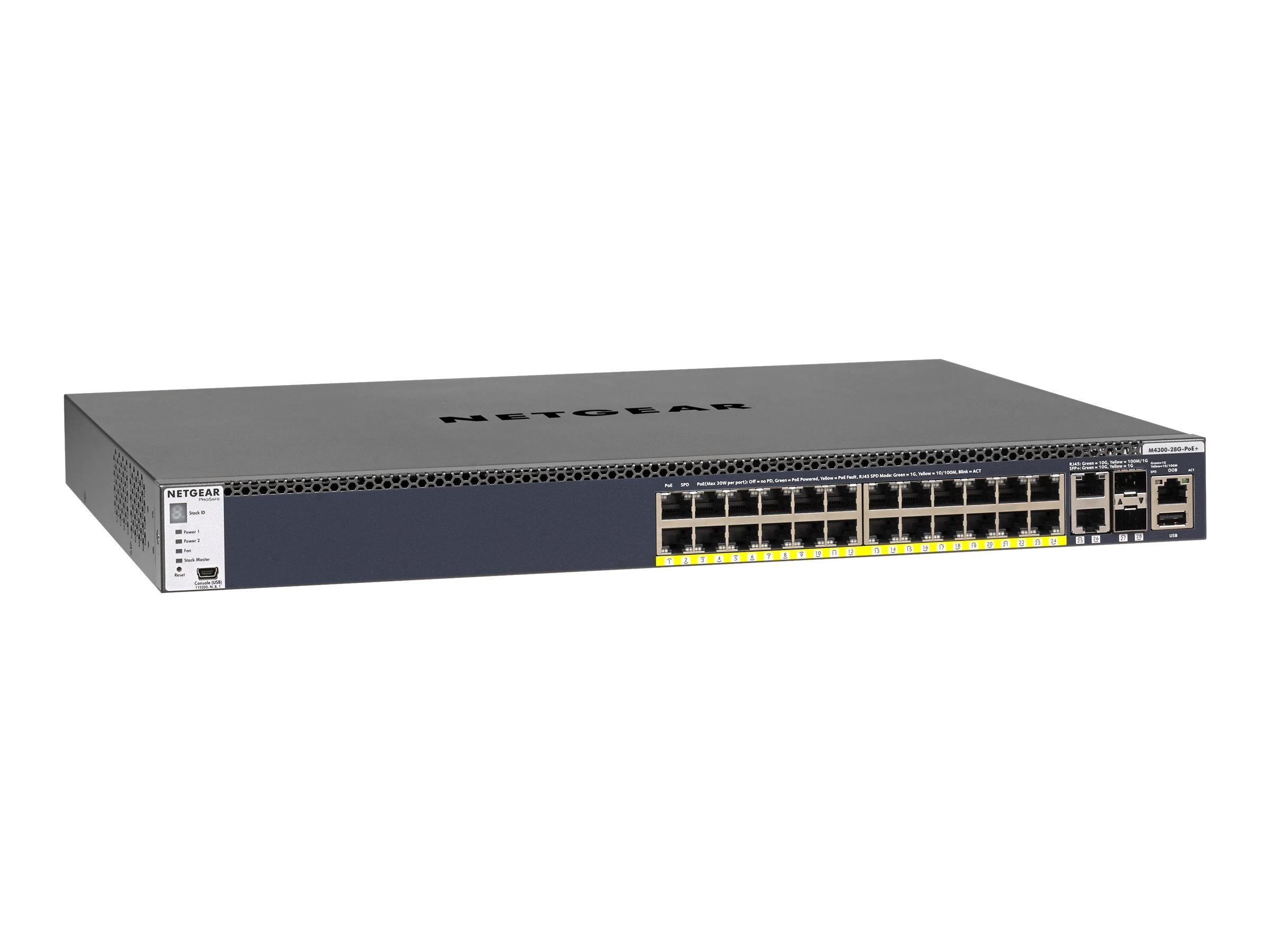 Netgear GSM4328PB-100NES 28 Port Gigabit POE+ stckl mgd Switch APS1000W