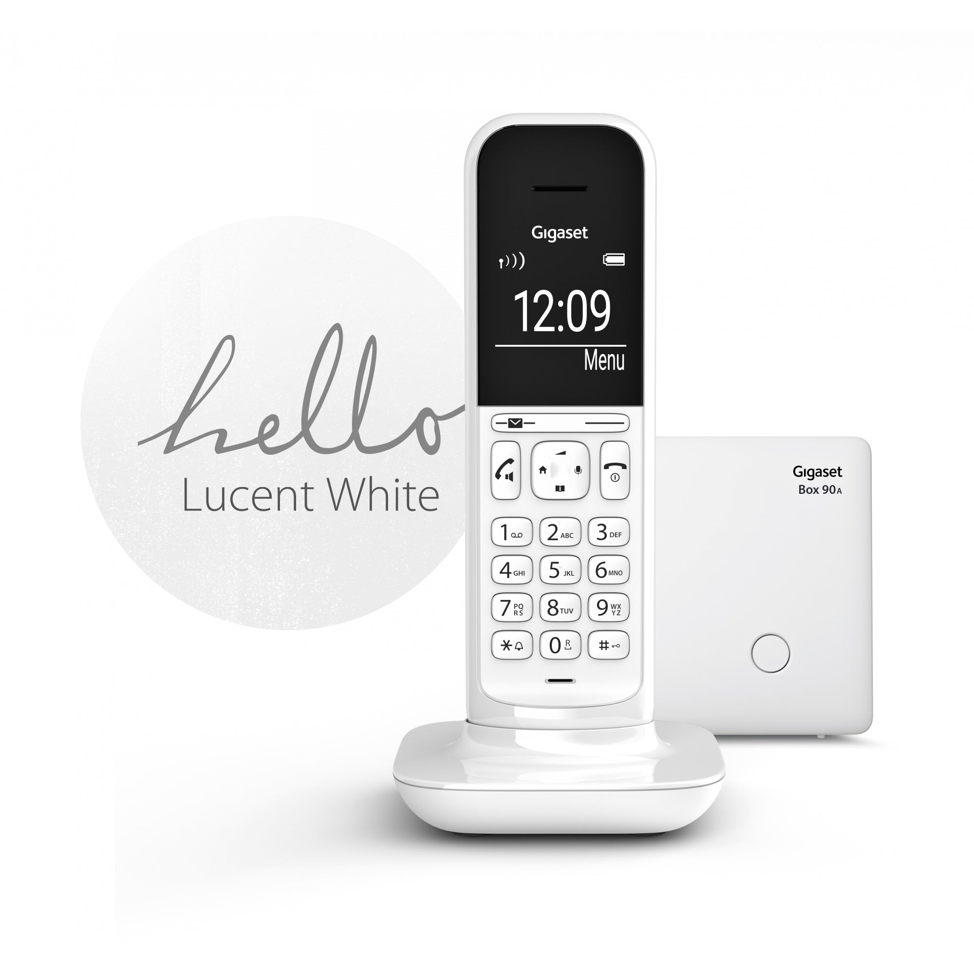 Gigaset CL390A cordless phone with answering machine - Lucent White