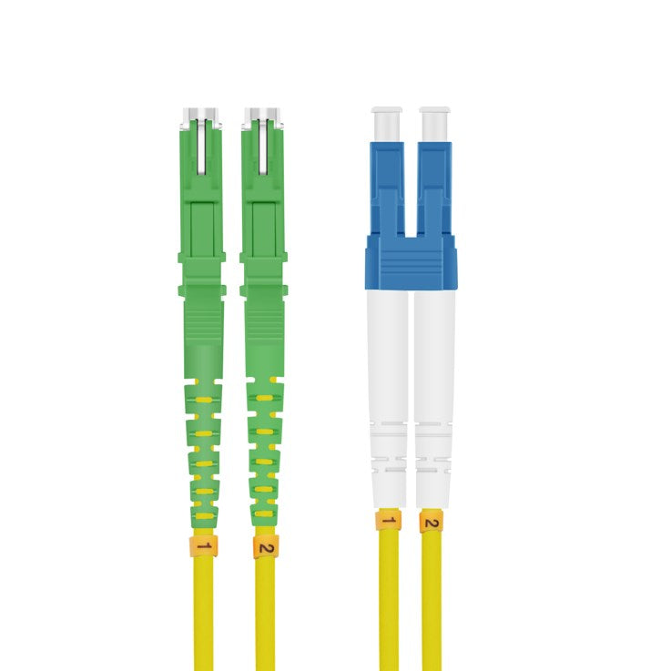 Helos fiber optic patch cable E2000® APC (LSH)/LC duplex 9/125µm OS2 yellow 2.0m