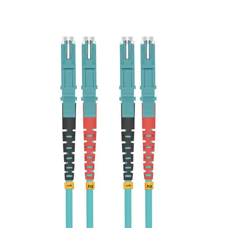 Helos fiber optic patch cable E2000®/E2000® (LSH) Duplex 50/125µm OM3 aqua 3.0m