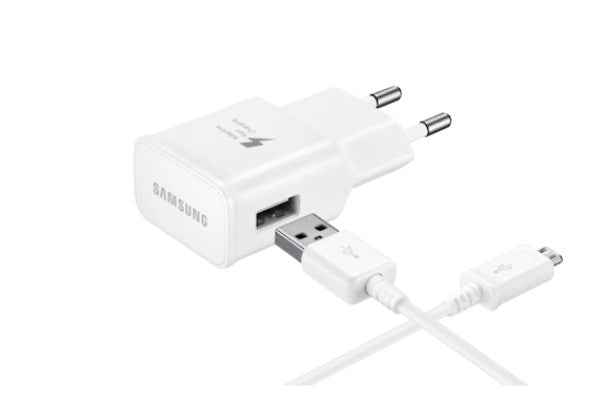 Samsung - EP-TA50EWE - Fast Charger + USB Cable to USB Type C Cable - White BULK