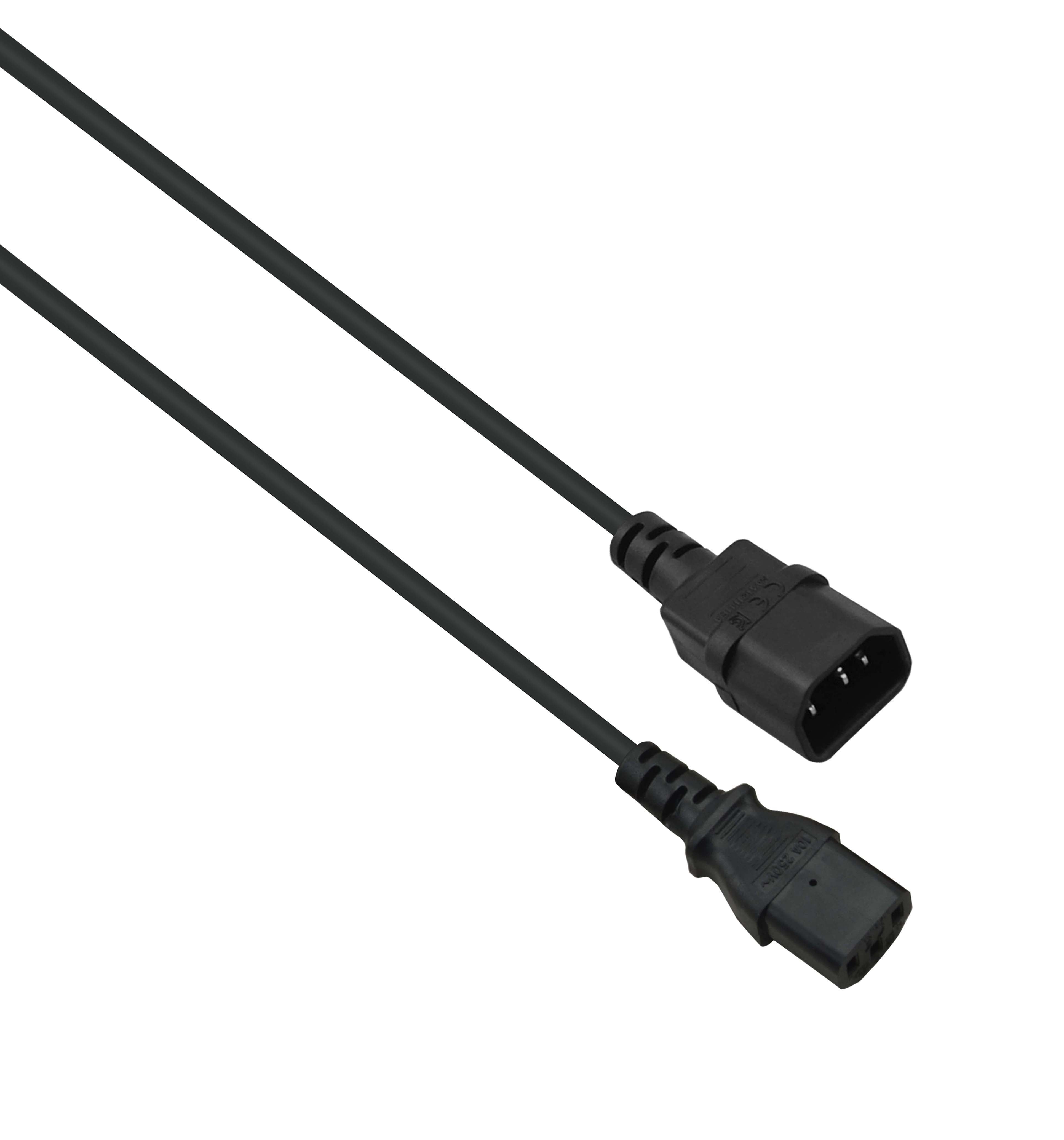 Helos IEC extension cable, C13 to C14, black, 5.0m