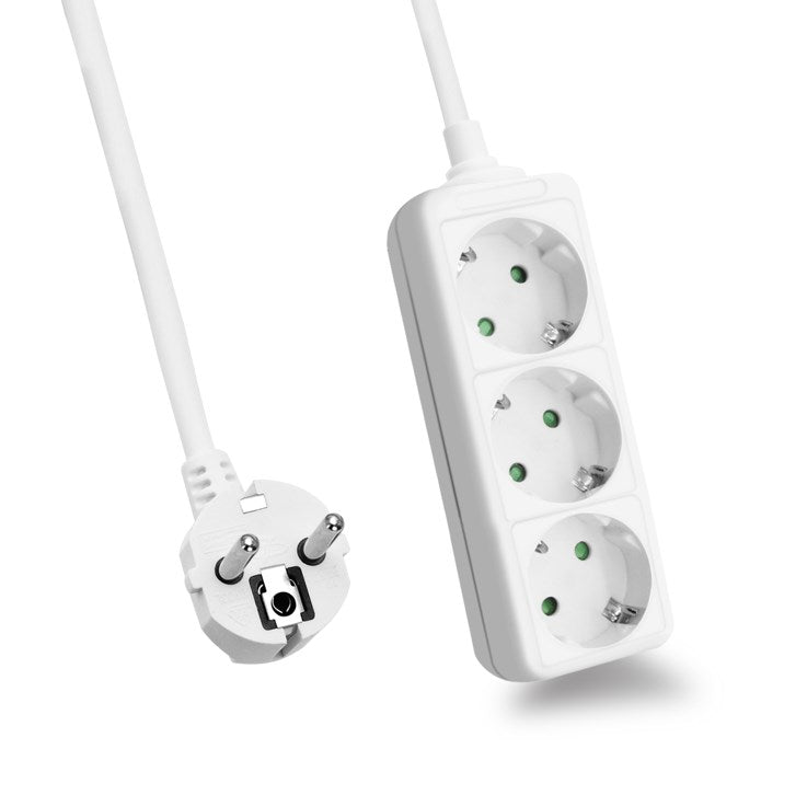 Helos power strip CLASSIC, 3-way, white, 5.0m, without switch