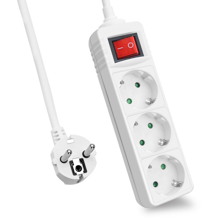 Helos power strip CLASSIC, 3-way, white, 5.0m, with switch