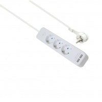 Helos power strip ADVANCED, 3-way, USB charger white, 1.5m, with switch