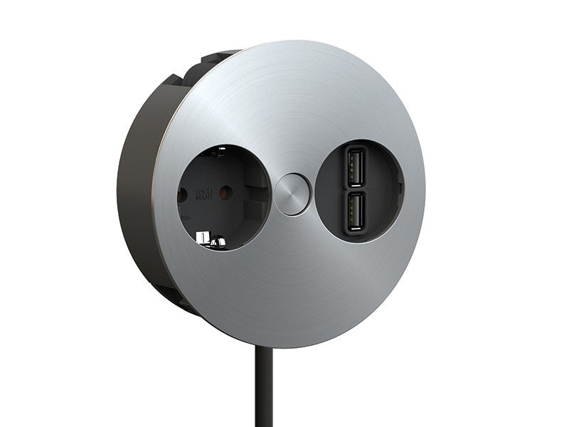 Bachmann Twist 2S built-in socket with USB charger, stainless steel