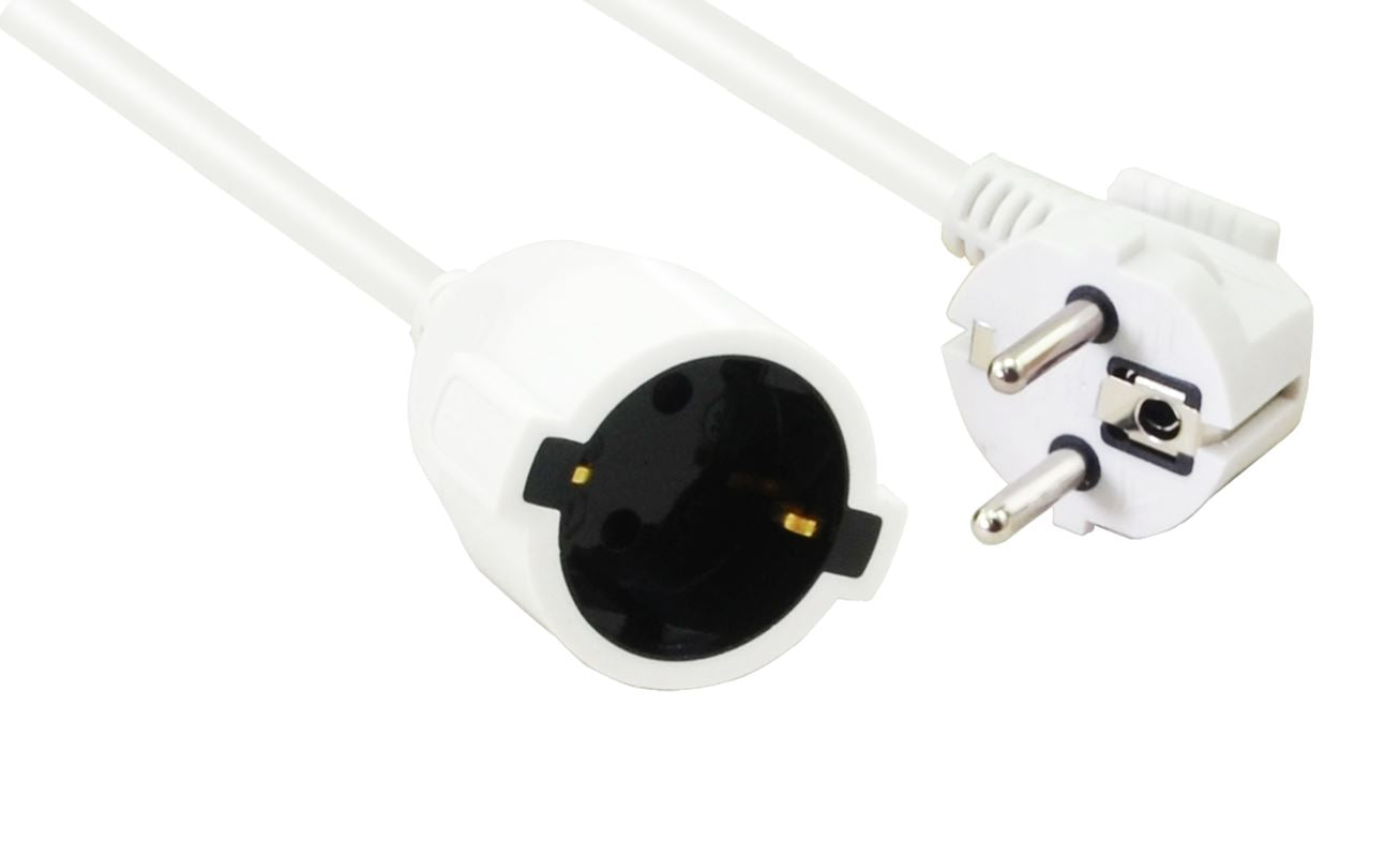 Helos protective contact extension cable. 3-pin, white, 15.0m