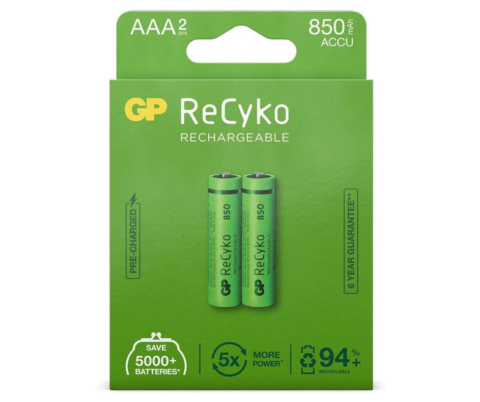 GP ReCyko AAA Micro NiMH 850 mAh 1.2V battery pack of 2