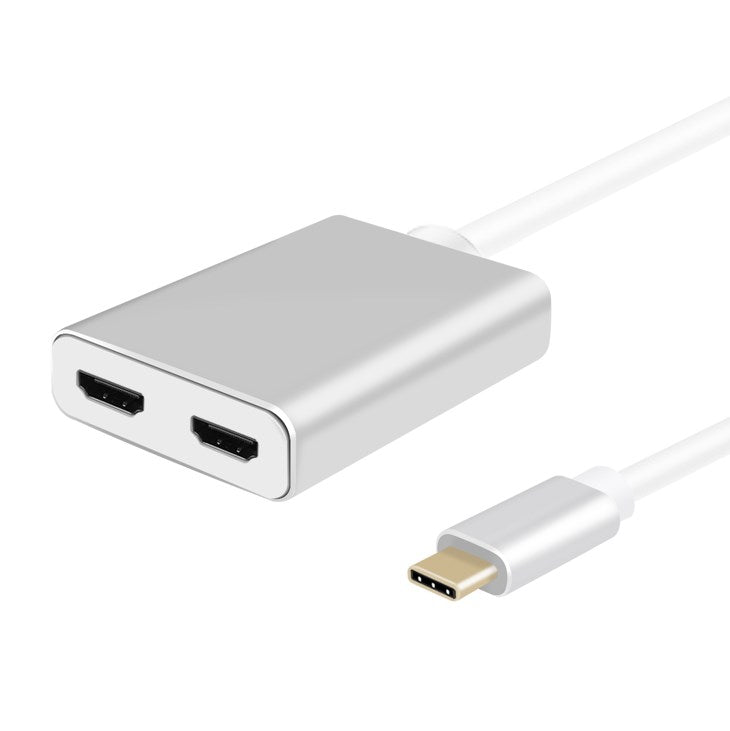 Helos Splitter USB 3.1 Type-C™ male/2x HDMI female, PREMIUM 4K, silver