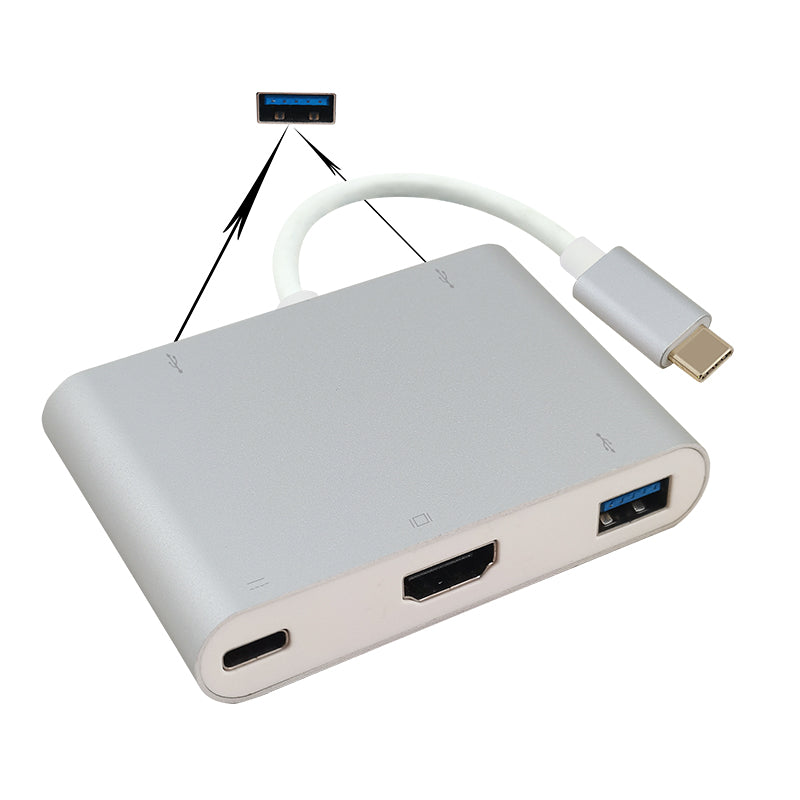 Helos docking station, USB 3.1 Type-C St/3xUSB/HDMI/Type-C Bu, PREMIUM 4K, silver