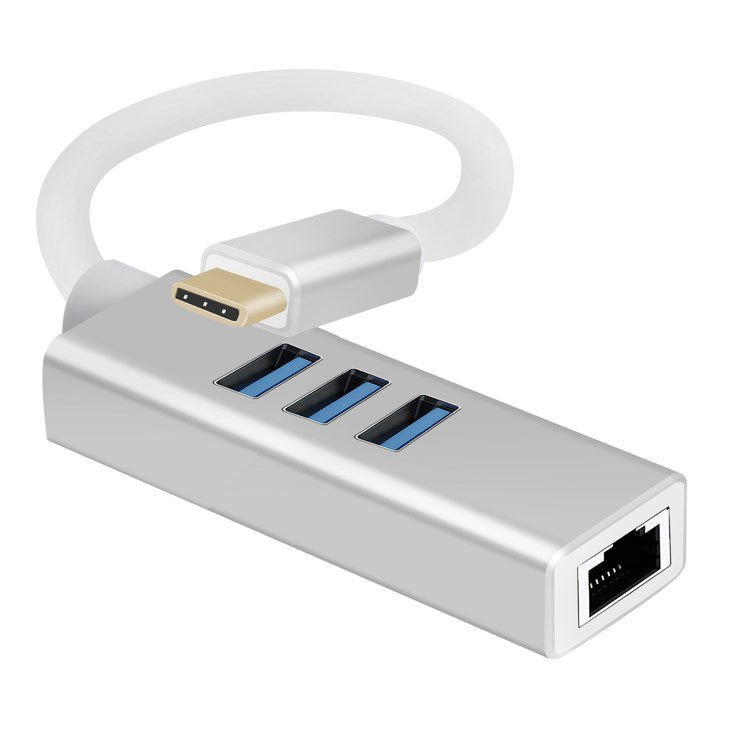 Helos HUB, USB 3.1 Type-C™St. /3x USB+RJ45 Gigabit Ethernet, PREMIUM, silver