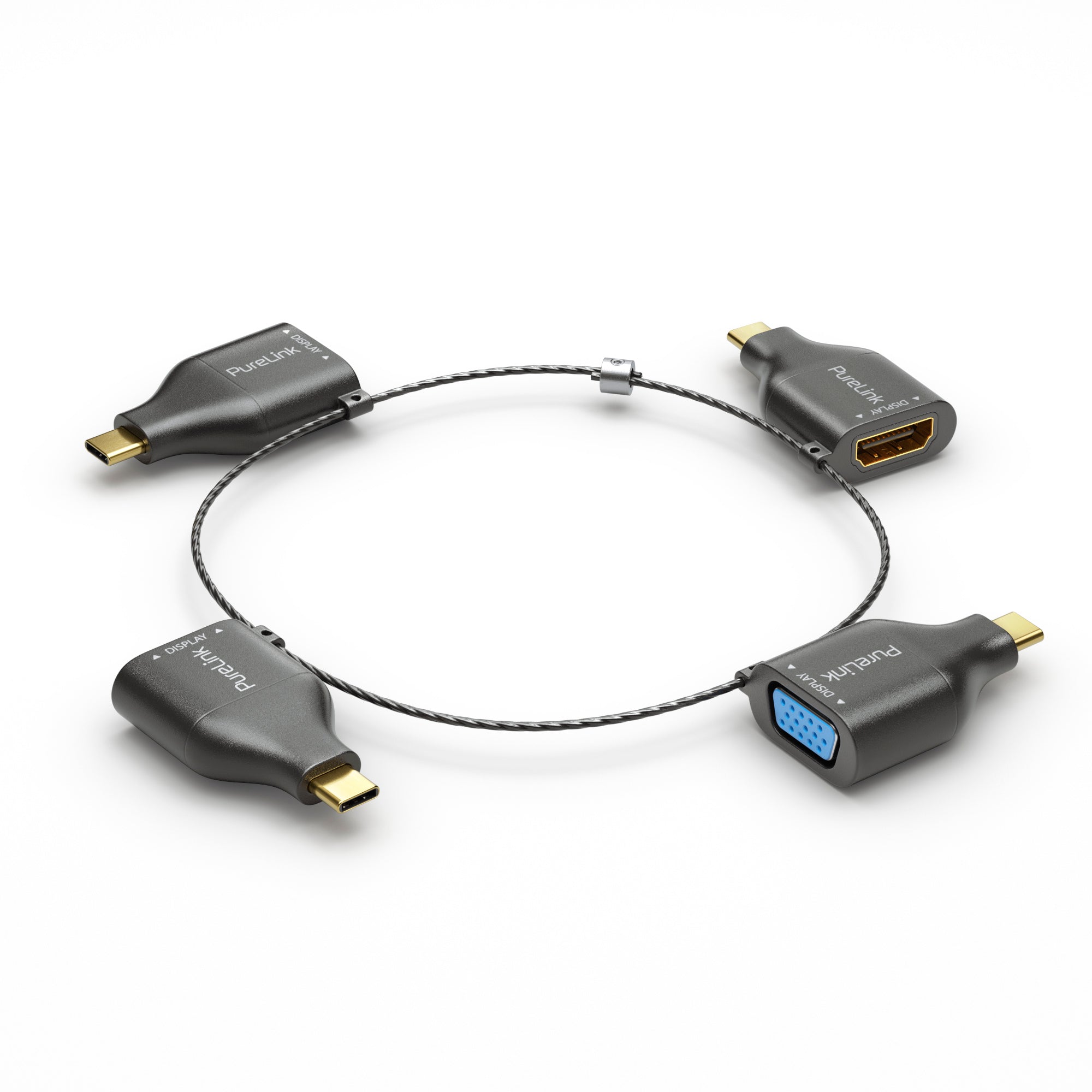 PureLink apter ring small - 4x USB-C - USB-C > VGA/HDMI/miniDP/DP, black