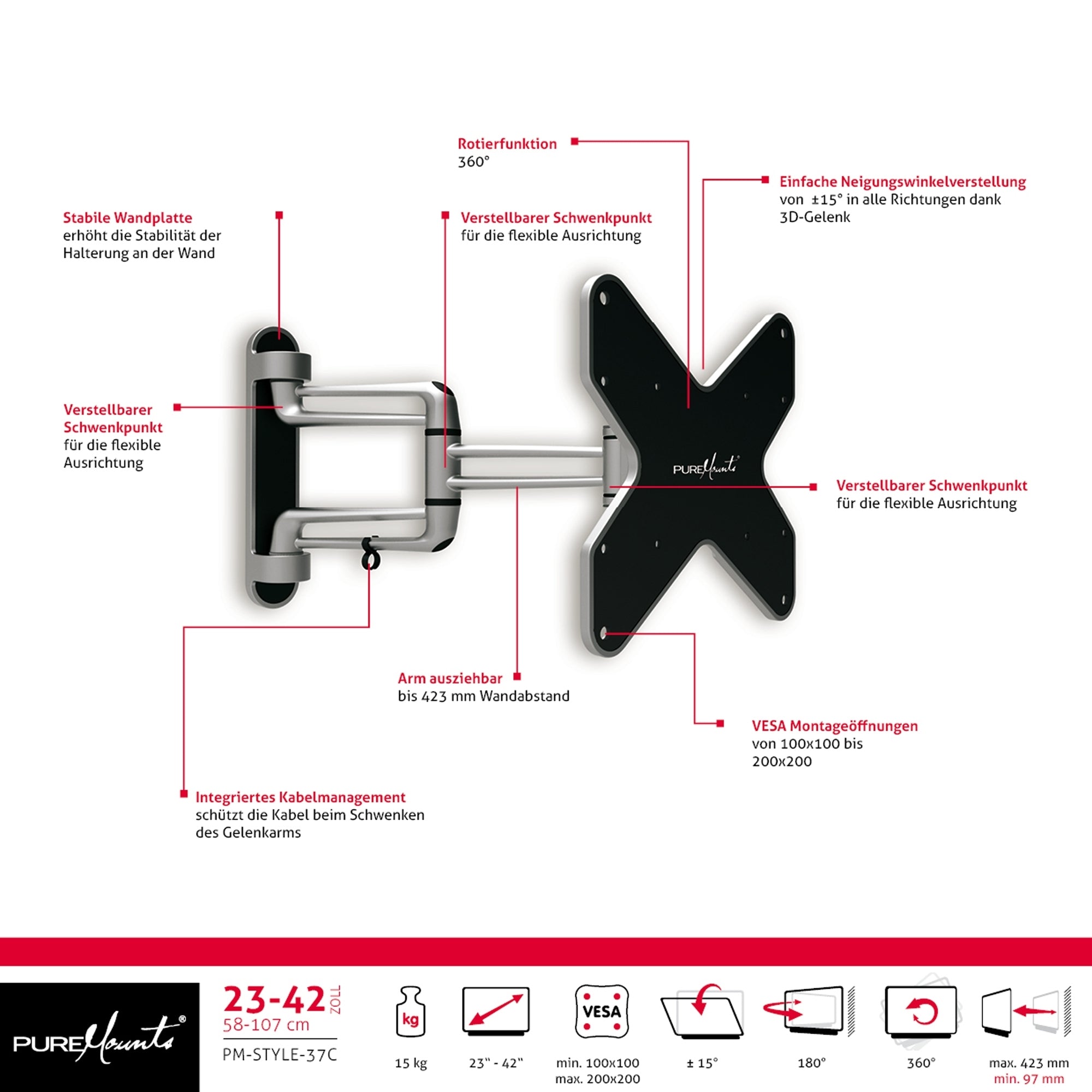 PureLink PureMounts® Monitor Mount - Style 23-42