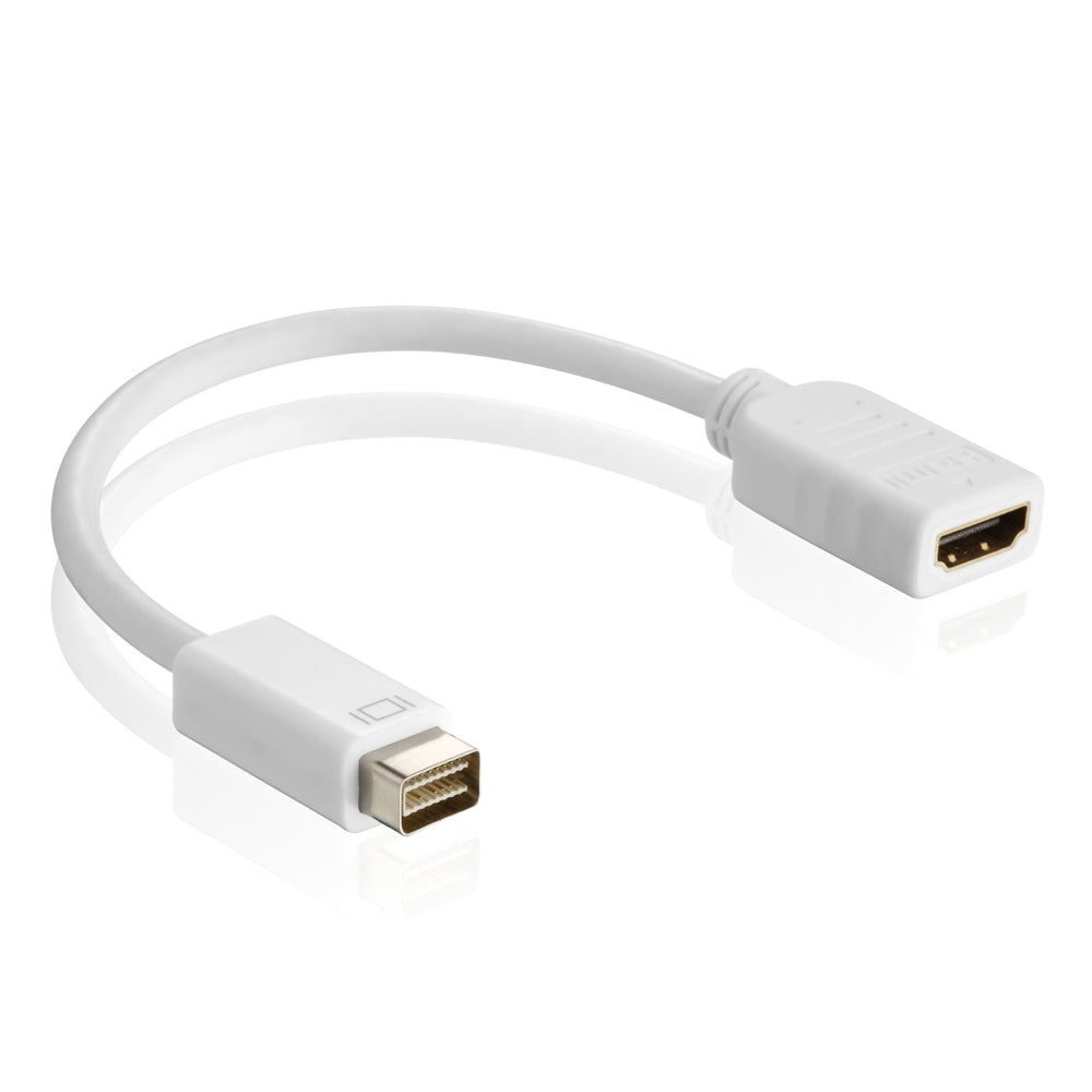 Helos Adapter, Mini DVI Stecker/HDMI Buchse, FULL HD, BASIC, weiss, 0,2m