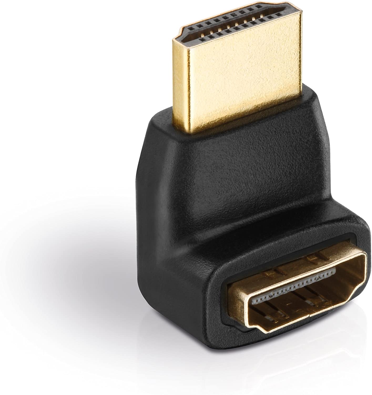 Helos Adapter, HDMI St./HDMI Bu. gewinkelt 90°, FULL HD, BASIC, schwarz