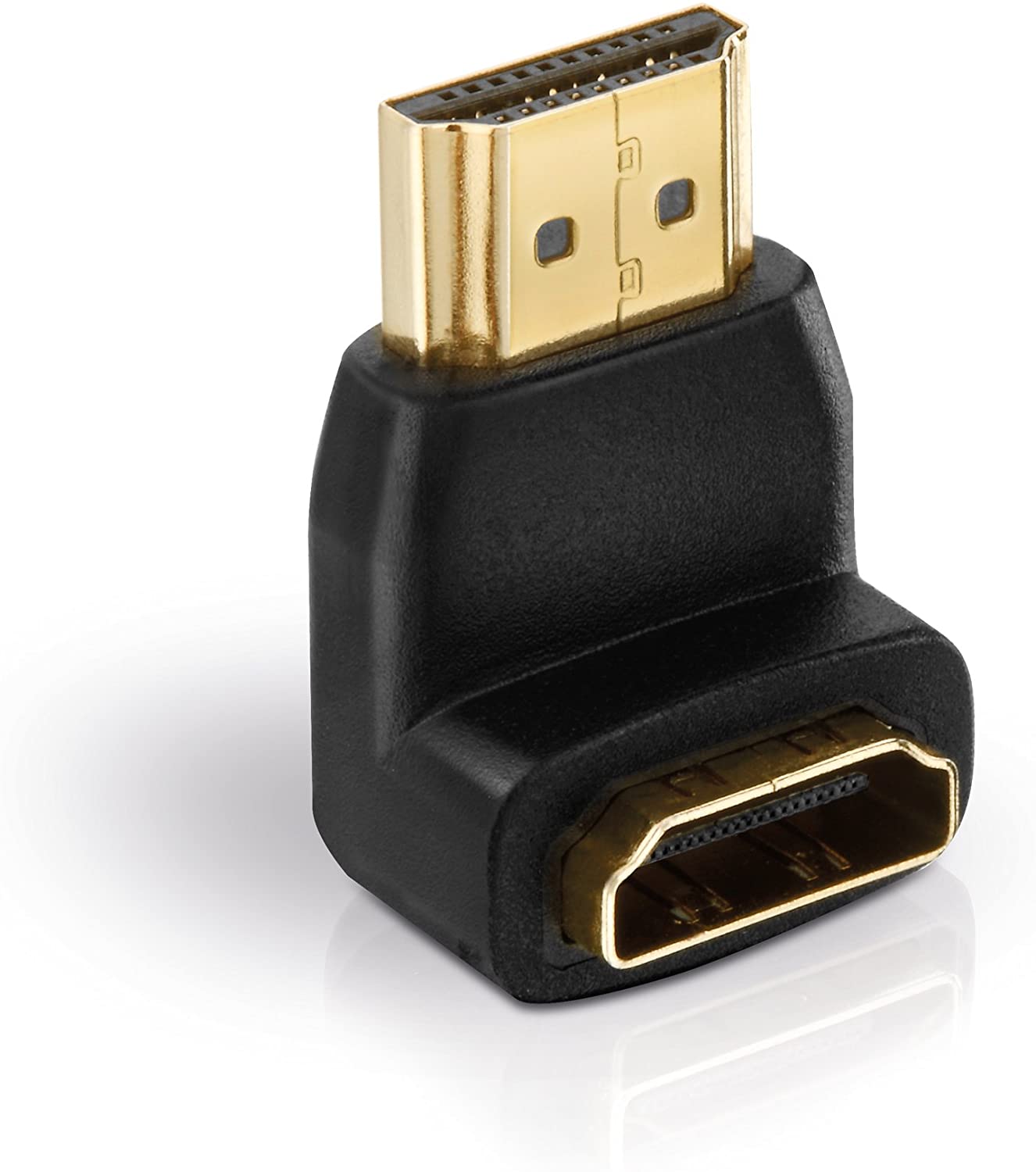 Helos Adapter, HDMI St./HDMI Bu. gewinkelt 270°, FULL HD, BASIC, schwarz