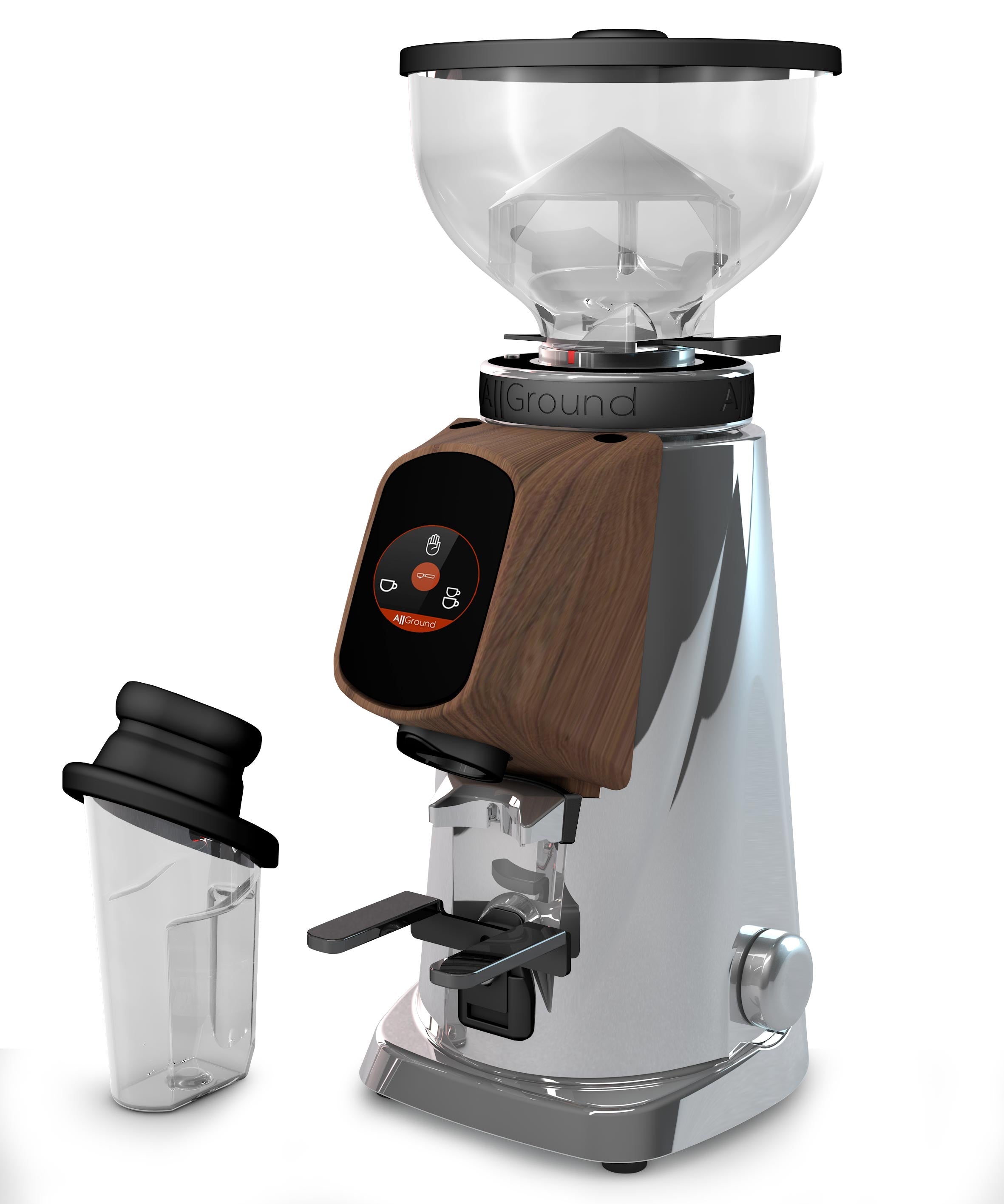 Fiorenzato AllGround coffee grinder chrome housing oak wood 230V EU