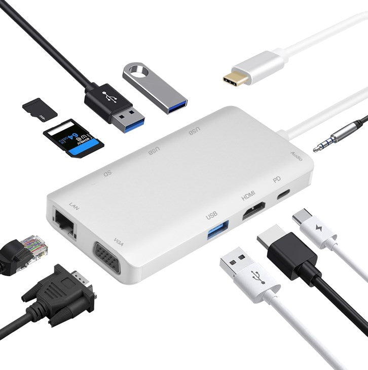 Helos Docking Station, USB 3.1 Type-C™ St./HDMI/VGA/USB/LAN/AUDIO/SD, PREMIUM