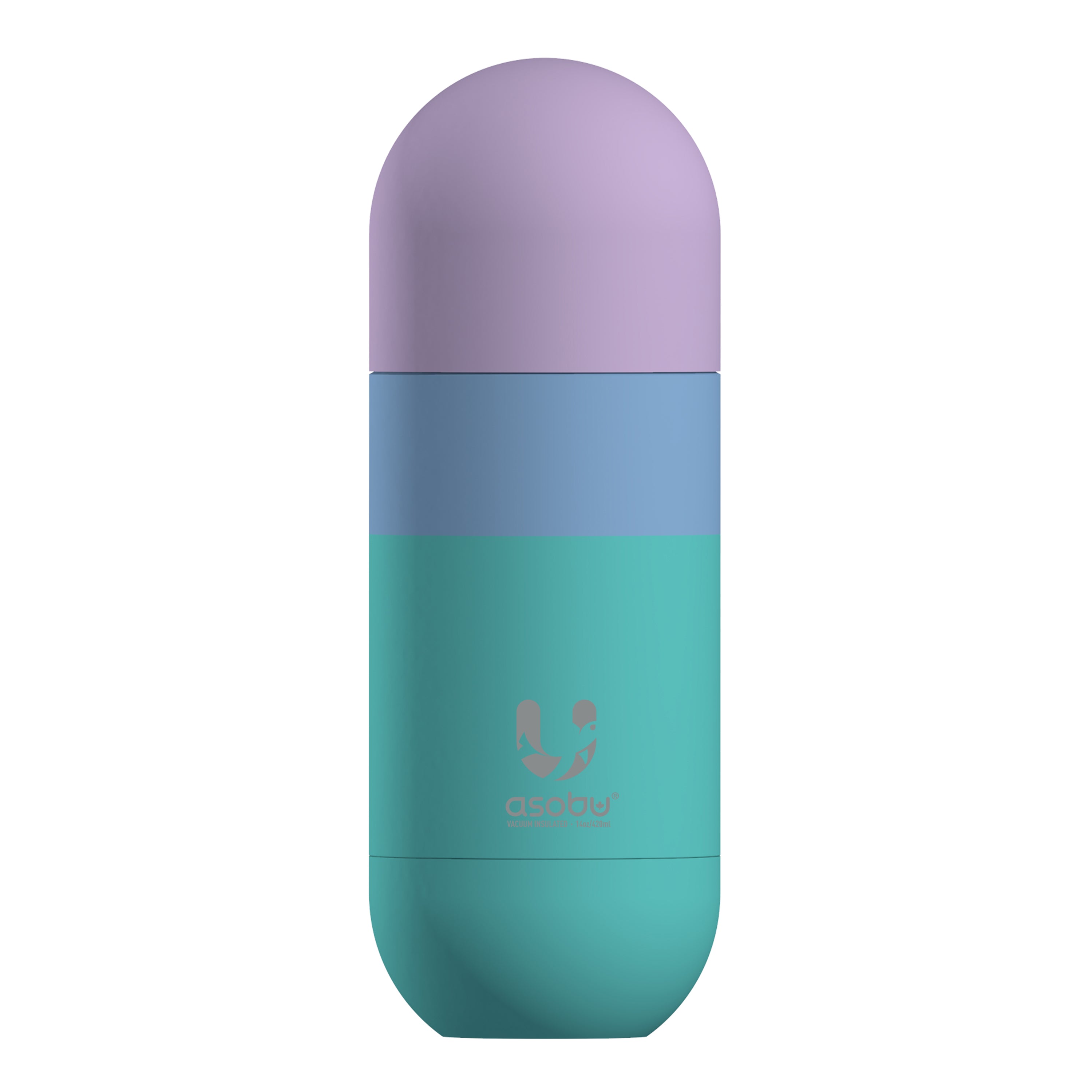 Asobu - ORB - Edelstahl Isolierflasche mit Trinkbecher Pastell Aquamarin