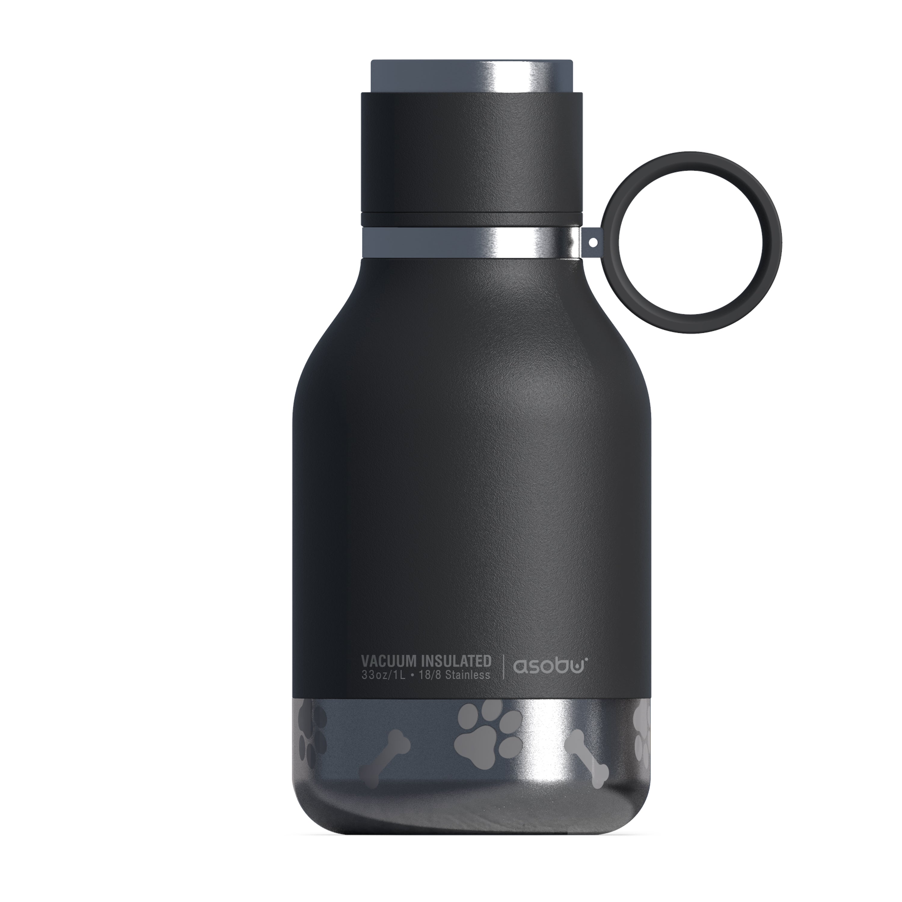 Asobu - Dog Bowl - Stainless steel bottle with dog bowl 1 liter black