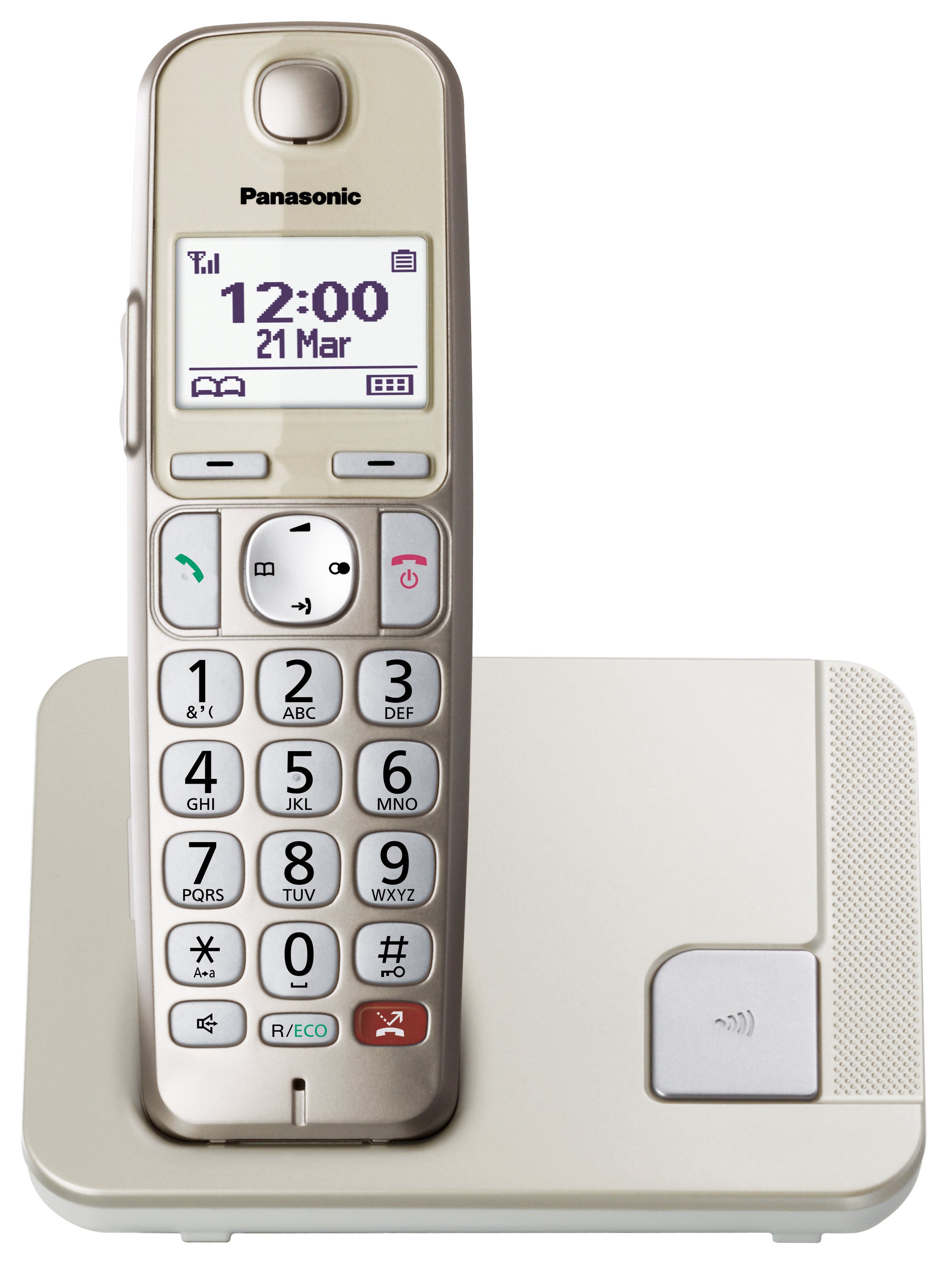 Panasonic large button cordless telephone KX-TGE250GN - champagne