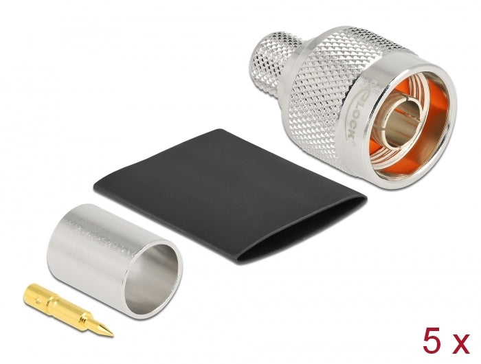 Delock N connector for crimping LMR 400 with matching shrink tube