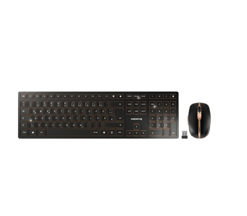 CHERRY DW 9100 SLIM keyboard with mouse set wireless black bronze