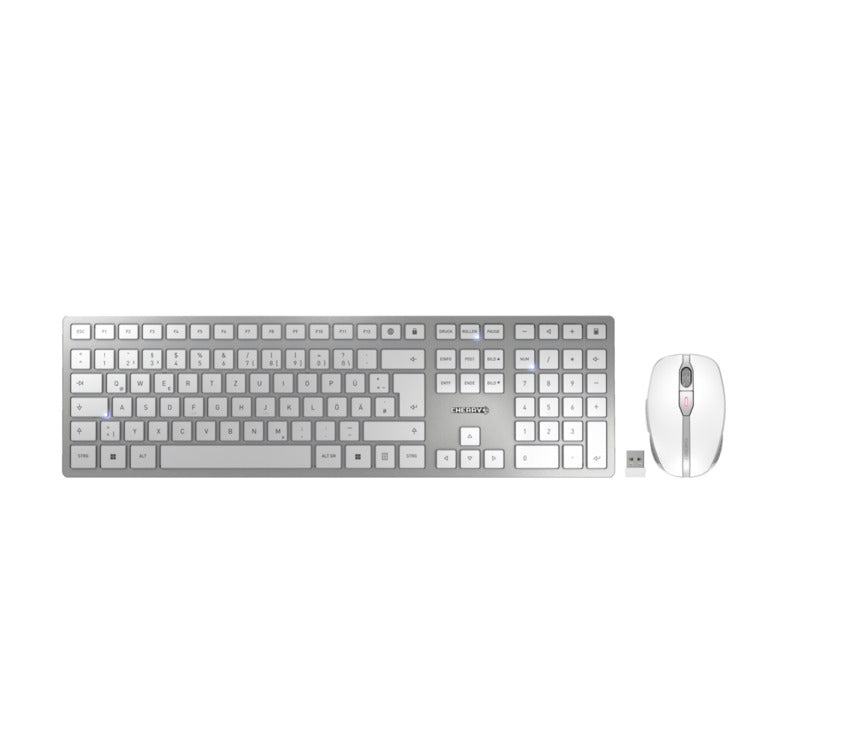 CHERRY DW 9100 SLIM keyboard with mouse set wireless silver/white