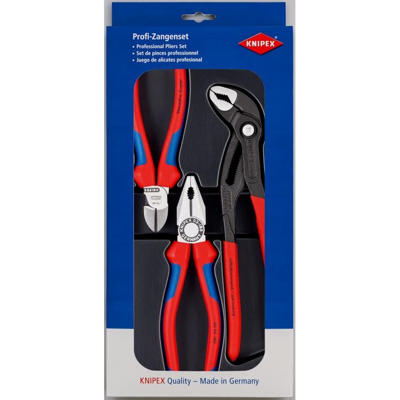 KNIPEX bestseller package 3-piece: combination pliers, side cutters, Cobra