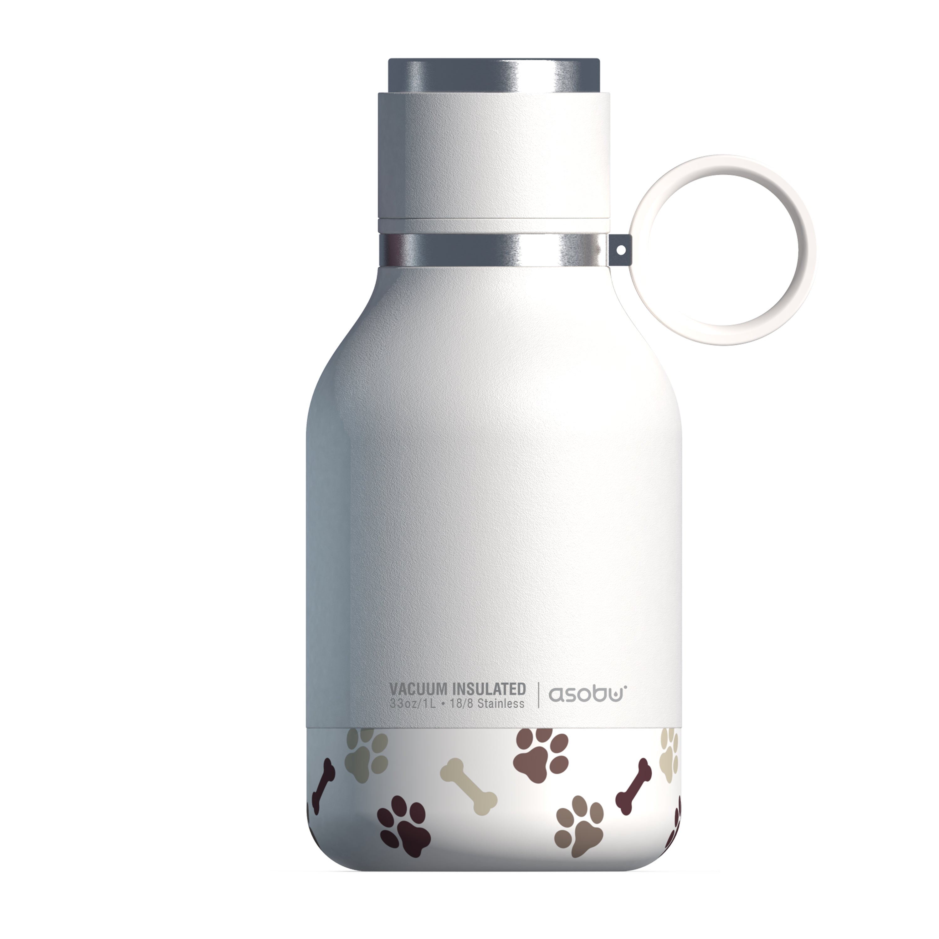 Asobu - Dog Bowl - Stainless steel bottle with dog bowl 1 liter white