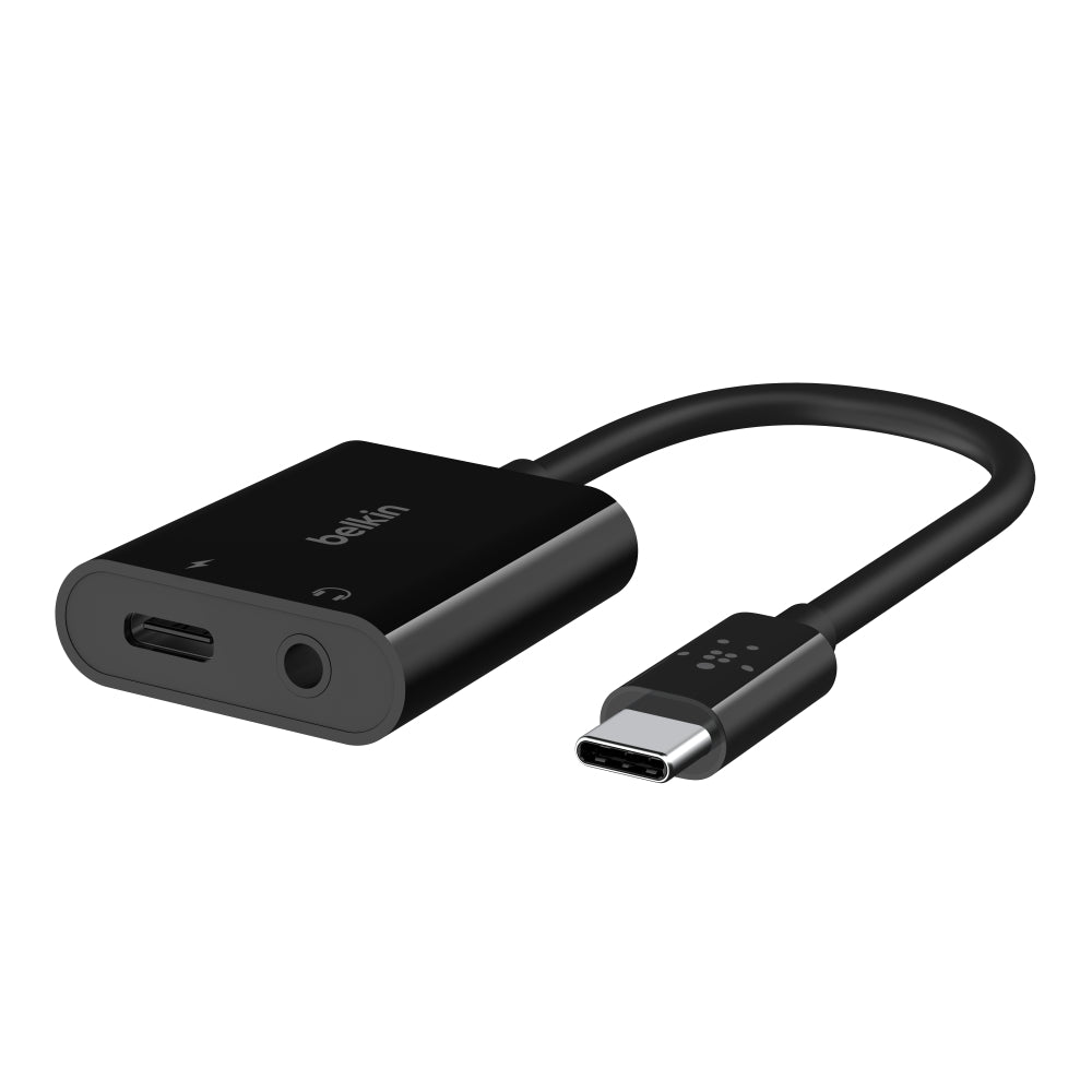 Belkin RockStar 3.5mm Audio Jack & USB-C Charging Adapter - Black