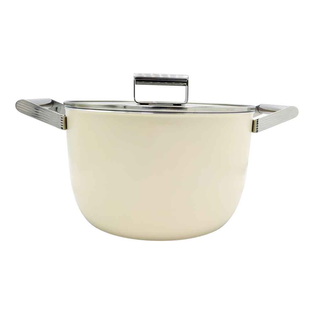 Smeg CKFC2611CRM cooking pot 2 handles with lid diameter 26cm cream