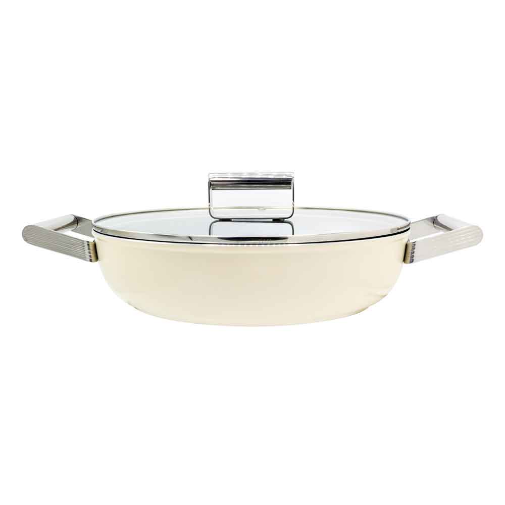 Smeg CKFD2811CRM sauté pan 2 handles with lid D cream diameter 28cm