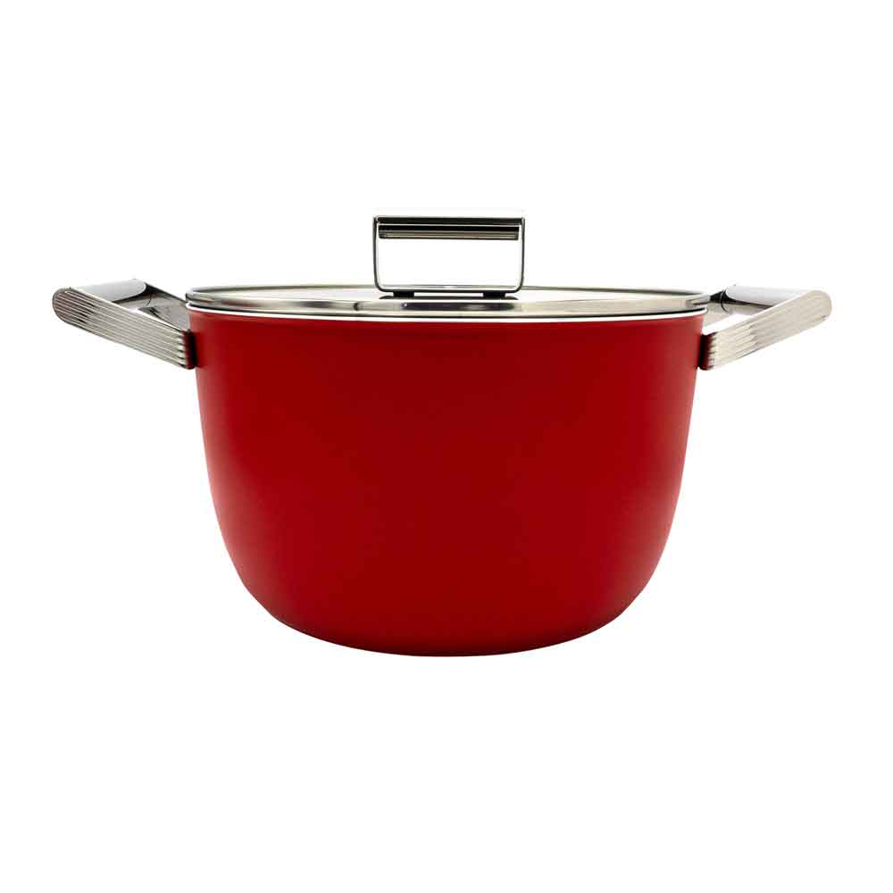 Smeg CKFC2611RDM cooking pot 2 handles with lid diameter 26cm red