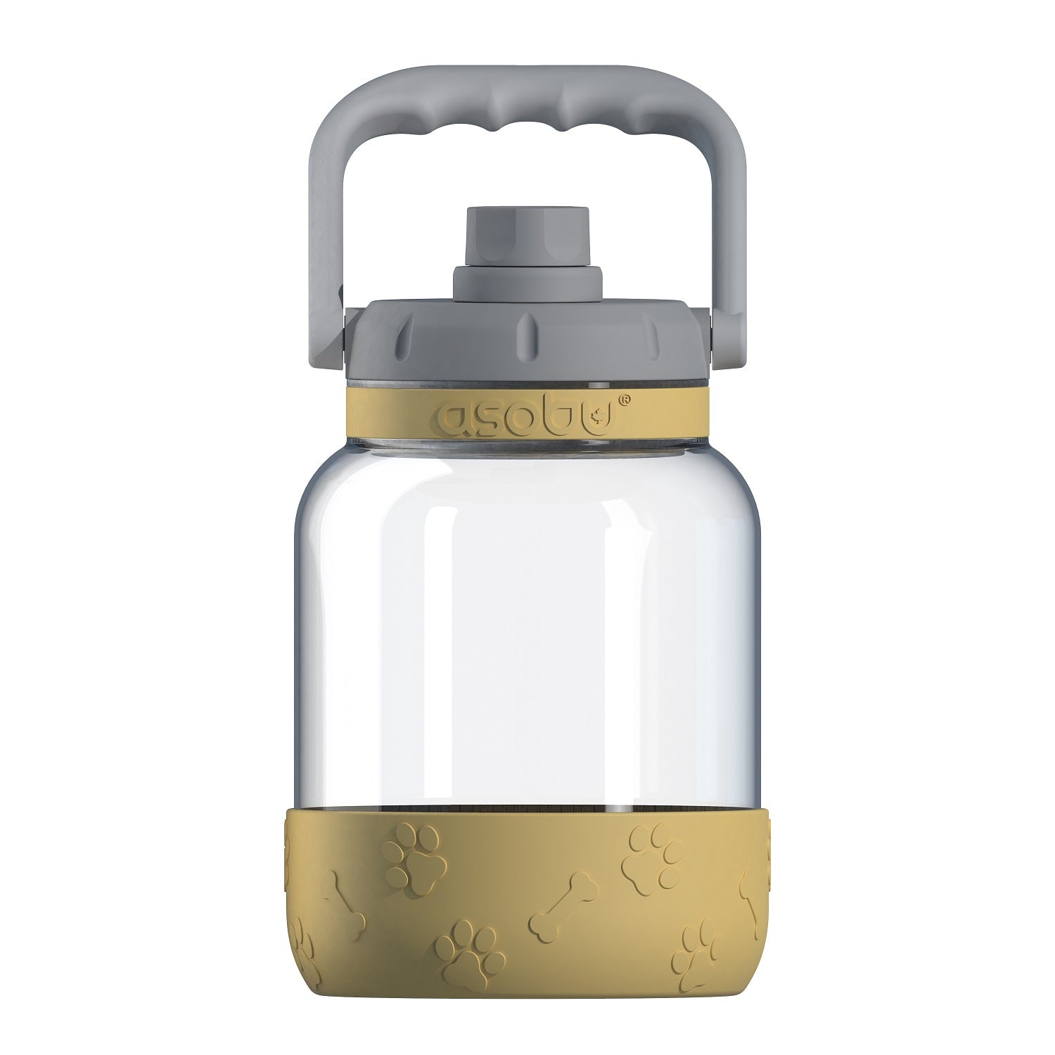 Asobu - The Barkley Dog Bowl - Tritan bottle 1 litre with dog bowl mustard yellow