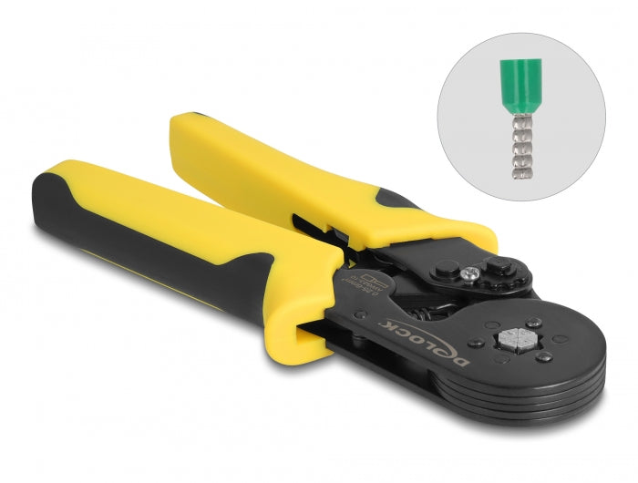 Delock pliers for crimping wire end ferrules self-adjusting - hexagon