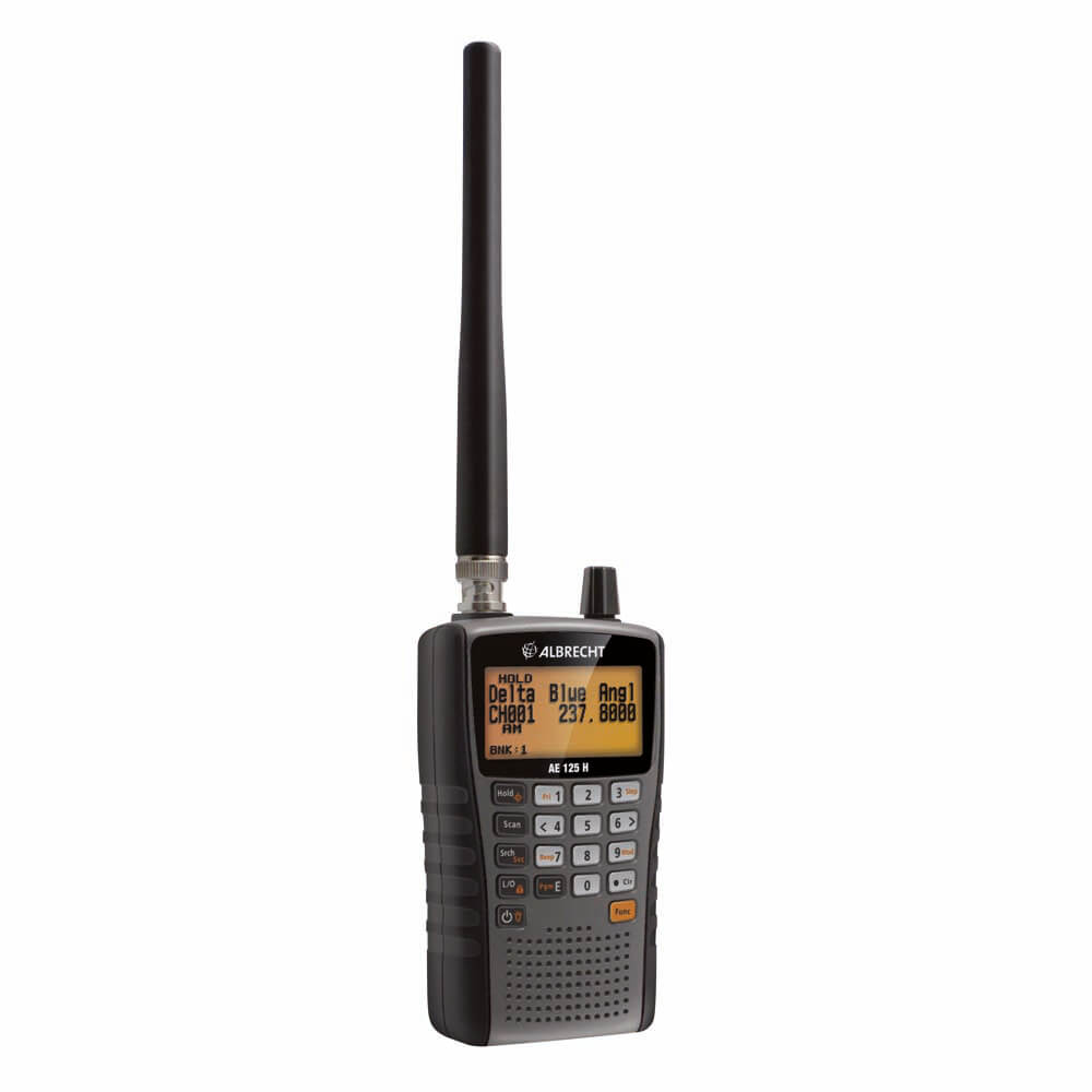 Albrecht AE 125 H radio scanner including belt clip, charger, batteries