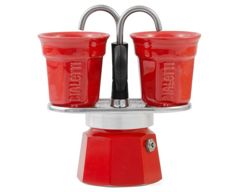 Bialetti espresso maker set Mini Express red + 2 espresso cups