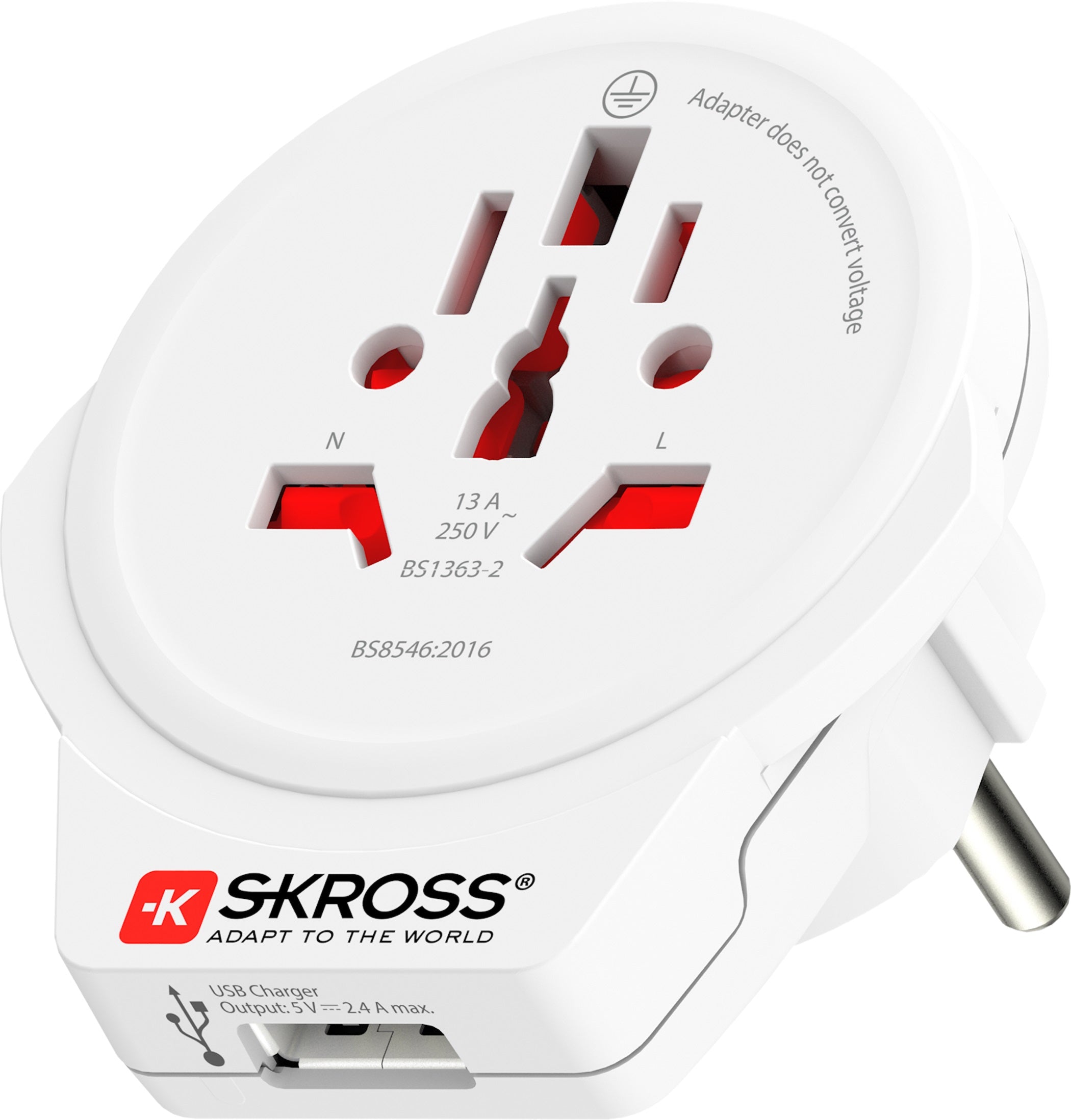 SKROSS country plug World to Europe USB 1.0