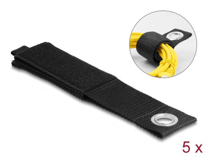 Delock Heavy-duty Velcro strap L 508 x W 50 mm black 5 pieces