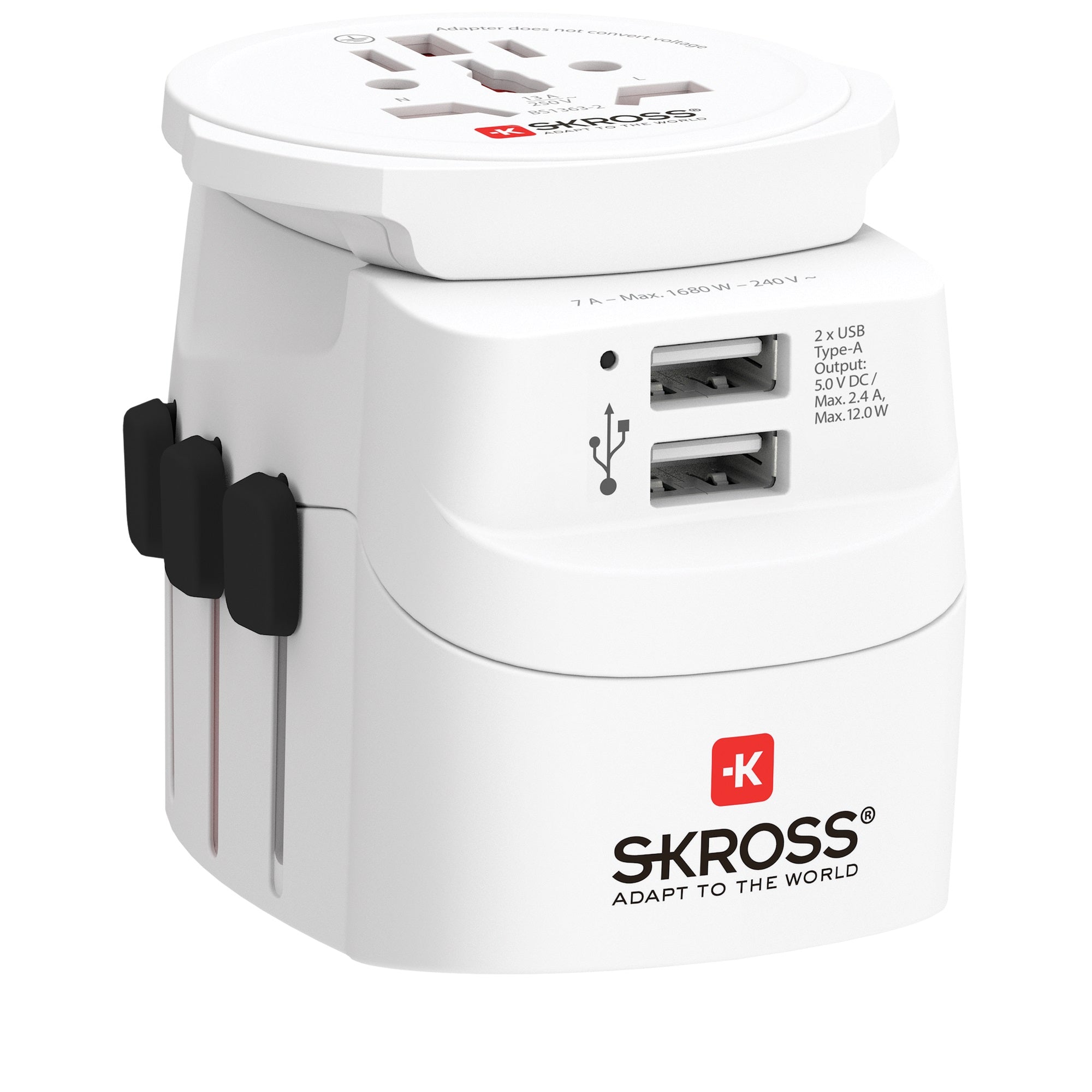 SKROSS country plug Pro Light USB World (2xA), white