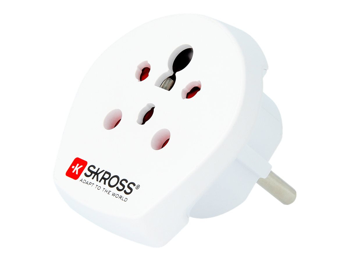 SKROSS travel adapter India-Israel-Denmark to Europe white