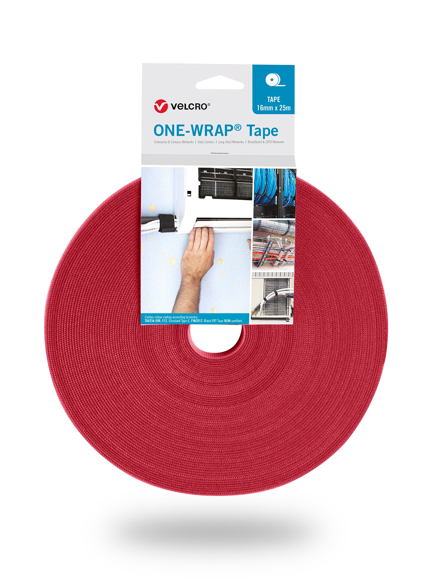VELCRO® ONE-WRAP® Velcro tape 25m and 10mm wide red